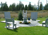 Memorial benches and statuary for Memorial Gardens